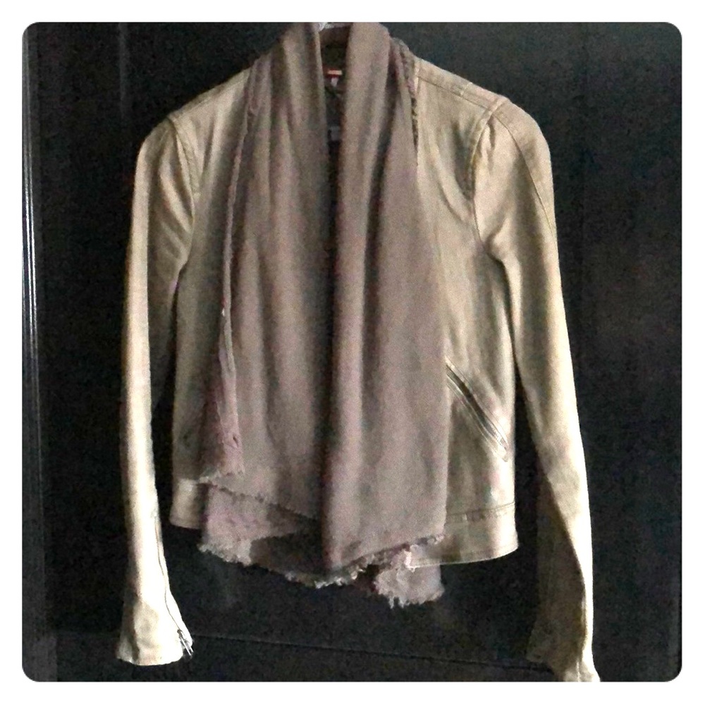 Free People - Taupe Denim Jacket w Built in scarf